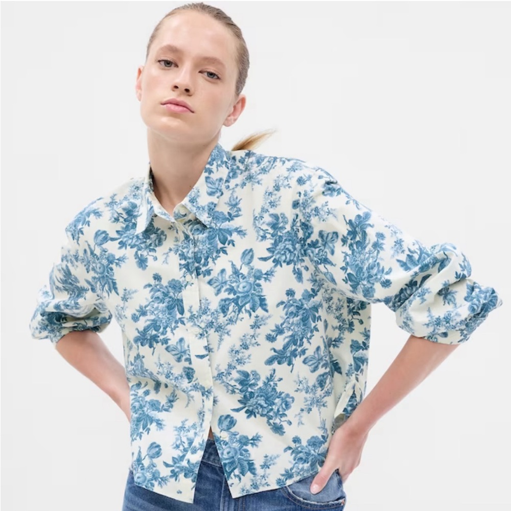 Gap × LoveShackFancy Cotton Cropped Shirt Size Small